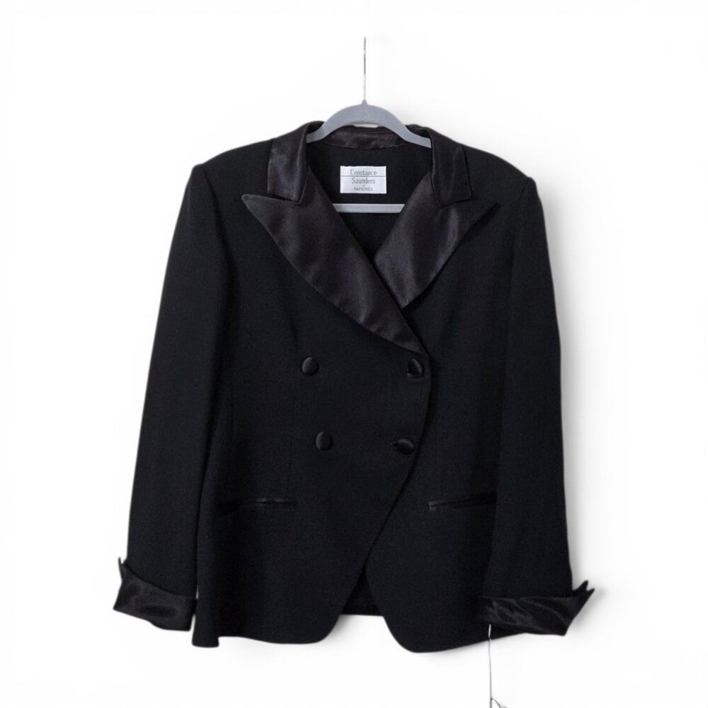 Constance Saunders by Nahdree Black Tuxedo Blazer Satin Lapel NWT Womens 12